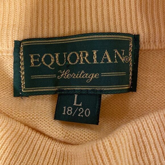 Equorian Heritage vintage lambswool yellow mock neck pullover sweater L - Picture 4 of 7